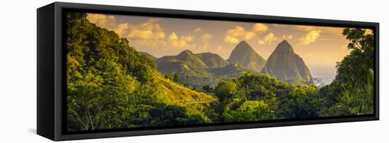 Caribbean, St Lucia, Petit and Gros Piton Mountains (UNESCO World Heritage Site)-Alan Copson-Framed Premier Image Canvas