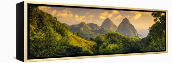 Caribbean, St Lucia, Petit and Gros Piton Mountains (UNESCO World Heritage Site)-Alan Copson-Framed Premier Image Canvas