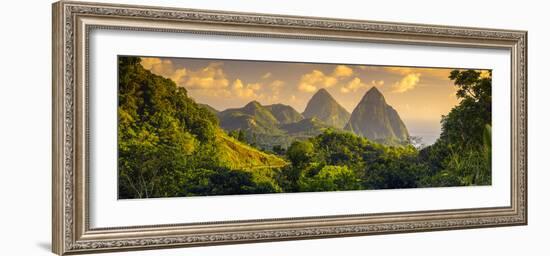 Caribbean, St Lucia, Petit and Gros Piton Mountains (UNESCO World Heritage Site)-Alan Copson-Framed Photographic Print