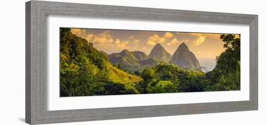 Caribbean, St Lucia, Petit and Gros Piton Mountains (UNESCO World Heritage Site)-Alan Copson-Framed Photographic Print