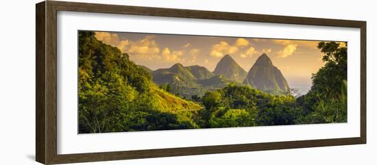 Caribbean, St Lucia, Petit and Gros Piton Mountains (UNESCO World Heritage Site)-Alan Copson-Framed Photographic Print