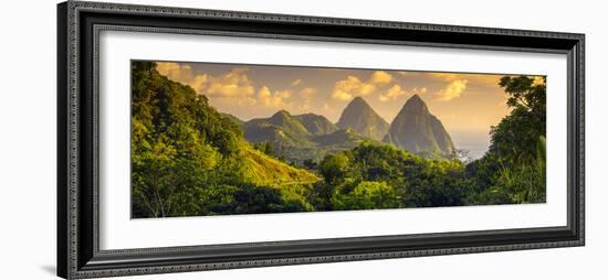 Caribbean, St Lucia, Petit and Gros Piton Mountains (UNESCO World Heritage Site)-Alan Copson-Framed Photographic Print