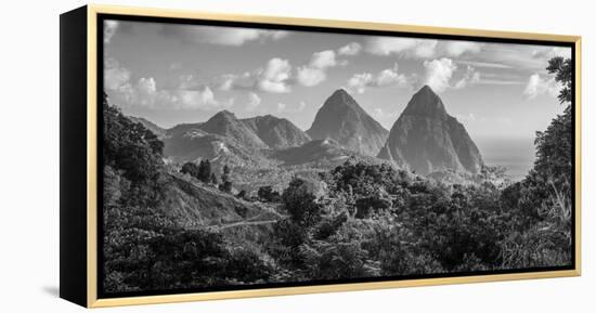 Caribbean, St Lucia, Petit and Gros Piton Mountains (UNESCO World Heritage Site)-Alan Copson-Framed Premier Image Canvas