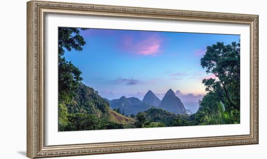 Caribbean, St Lucia, Petit and Gros Piton Mountains (UNESCO World Heritage Site)-Alan Copson-Framed Photographic Print