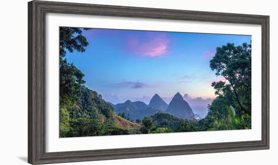 Caribbean, St Lucia, Petit and Gros Piton Mountains (UNESCO World Heritage Site)-Alan Copson-Framed Photographic Print