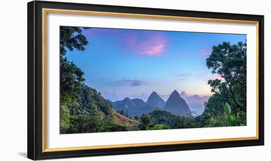 Caribbean, St Lucia, Petit and Gros Piton Mountains (UNESCO World Heritage Site)-Alan Copson-Framed Photographic Print