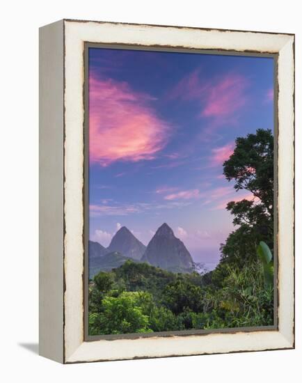 Caribbean, St Lucia, Petit and Gros Piton Mountains (UNESCO World Heritage Site)-Alan Copson-Framed Premier Image Canvas