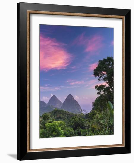 Caribbean, St Lucia, Petit and Gros Piton Mountains (UNESCO World Heritage Site)-Alan Copson-Framed Photographic Print