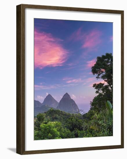 Caribbean, St Lucia, Petit and Gros Piton Mountains (UNESCO World Heritage Site)-Alan Copson-Framed Photographic Print