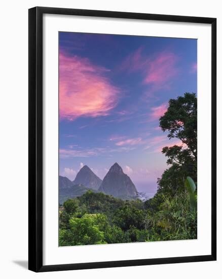 Caribbean, St Lucia, Petit and Gros Piton Mountains (UNESCO World Heritage Site)-Alan Copson-Framed Photographic Print