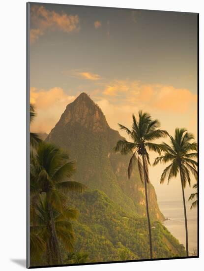 Caribbean, St Lucia, Petit and Gros Piton Mountains (UNESCO World Heritage Site)-Alan Copson-Mounted Photographic Print