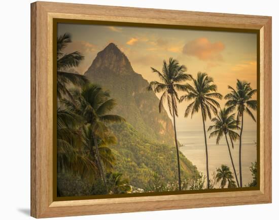 Caribbean, St Lucia, Petit and Gros Piton Mountains (UNESCO World Heritage Site)-Alan Copson-Framed Premier Image Canvas
