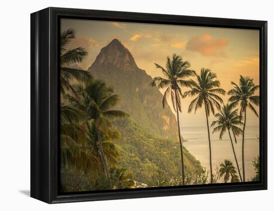 Caribbean, St Lucia, Petit and Gros Piton Mountains (UNESCO World Heritage Site)-Alan Copson-Framed Premier Image Canvas