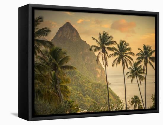 Caribbean, St Lucia, Petit and Gros Piton Mountains (UNESCO World Heritage Site)-Alan Copson-Framed Premier Image Canvas