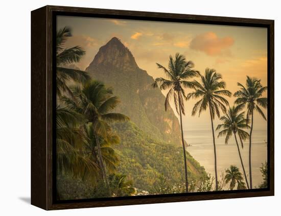 Caribbean, St Lucia, Petit and Gros Piton Mountains (UNESCO World Heritage Site)-Alan Copson-Framed Premier Image Canvas