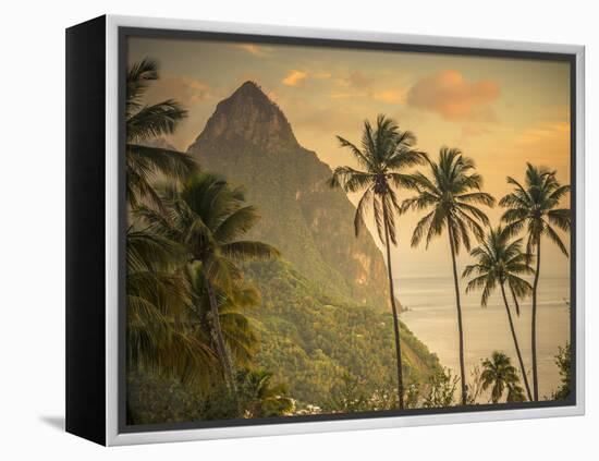 Caribbean, St Lucia, Petit and Gros Piton Mountains (UNESCO World Heritage Site)-Alan Copson-Framed Premier Image Canvas