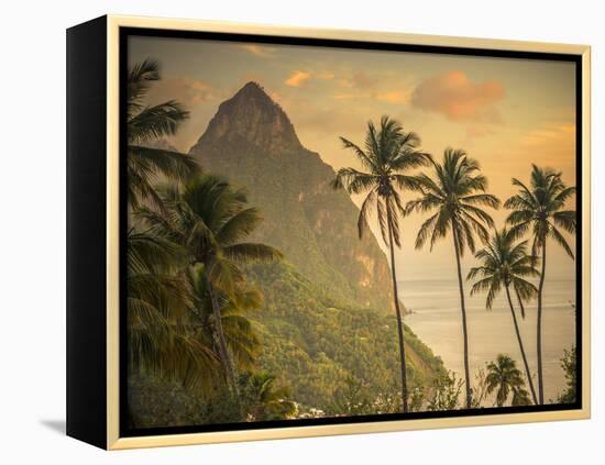 Caribbean, St Lucia, Petit and Gros Piton Mountains (UNESCO World Heritage Site)-Alan Copson-Framed Premier Image Canvas