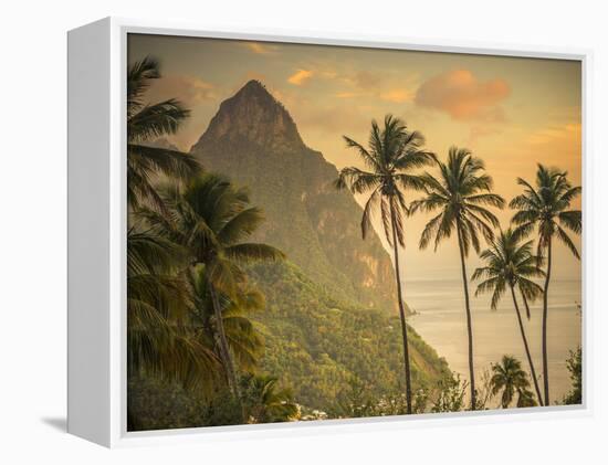 Caribbean, St Lucia, Petit and Gros Piton Mountains (UNESCO World Heritage Site)-Alan Copson-Framed Premier Image Canvas