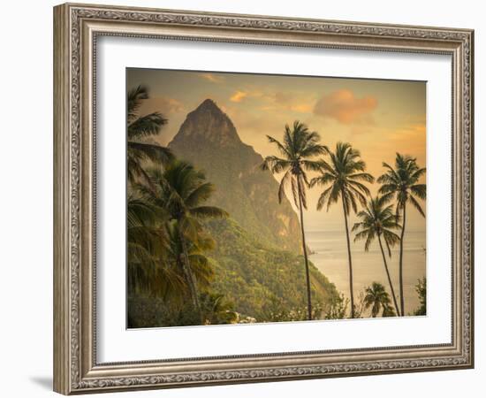 Caribbean, St Lucia, Petit and Gros Piton Mountains (UNESCO World Heritage Site)-Alan Copson-Framed Photographic Print