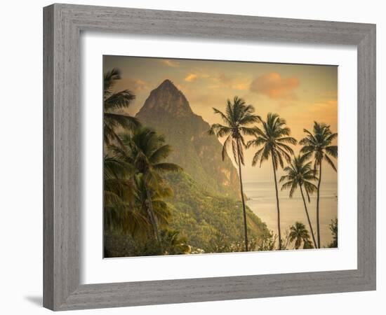 Caribbean, St Lucia, Petit and Gros Piton Mountains (UNESCO World Heritage Site)-Alan Copson-Framed Photographic Print