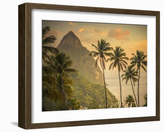 Caribbean, St Lucia, Petit and Gros Piton Mountains (UNESCO World Heritage Site)-Alan Copson-Framed Photographic Print