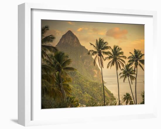 Caribbean, St Lucia, Petit and Gros Piton Mountains (UNESCO World Heritage Site)-Alan Copson-Framed Photographic Print