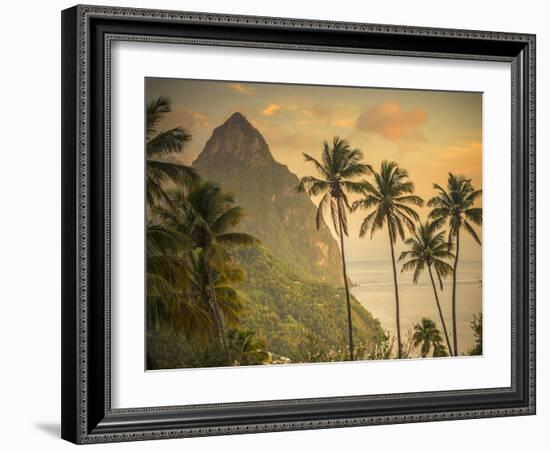 Caribbean, St Lucia, Petit and Gros Piton Mountains (UNESCO World Heritage Site)-Alan Copson-Framed Photographic Print