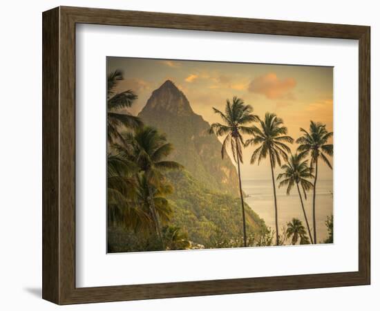 Caribbean, St Lucia, Petit and Gros Piton Mountains (UNESCO World Heritage Site)-Alan Copson-Framed Photographic Print