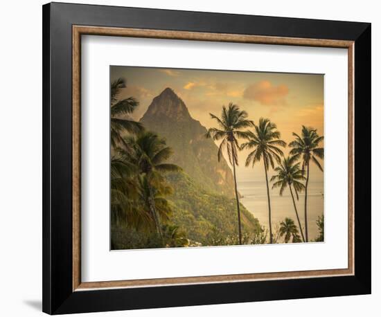 Caribbean, St Lucia, Petit and Gros Piton Mountains (UNESCO World Heritage Site)-Alan Copson-Framed Photographic Print