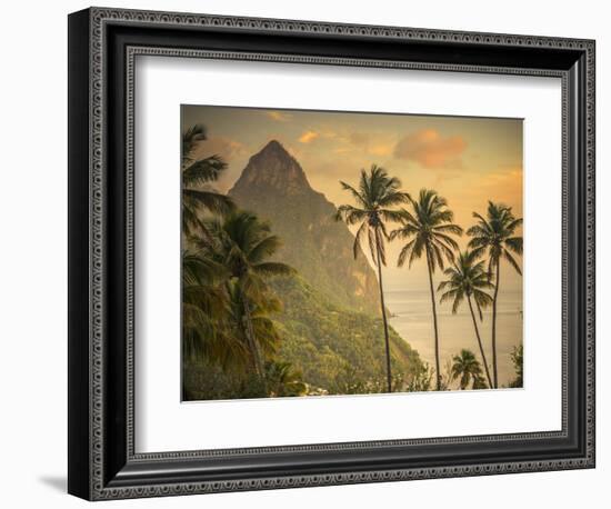 Caribbean, St Lucia, Petit and Gros Piton Mountains (UNESCO World Heritage Site)-Alan Copson-Framed Photographic Print