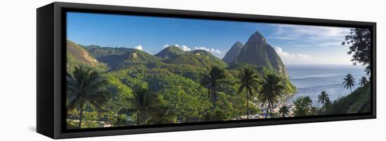 Caribbean, St Lucia, Petit and Gros Piton Mountains-Alan Copson-Framed Premier Image Canvas