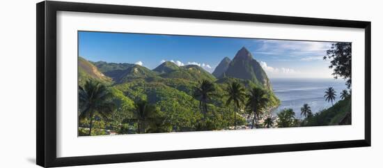 Caribbean, St Lucia, Petit and Gros Piton Mountains-Alan Copson-Framed Photographic Print