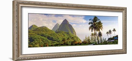 Caribbean, St Lucia, Petit and Gros Piton Mountains-Alan Copson-Framed Photographic Print