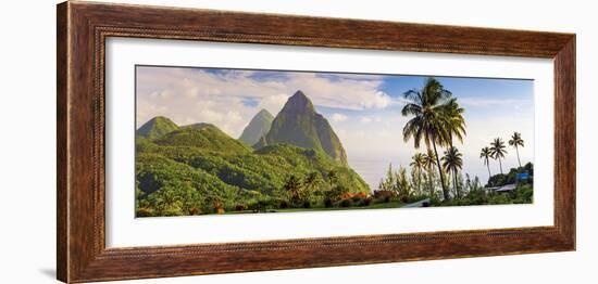 Caribbean, St Lucia, Petit and Gros Piton Mountains-Alan Copson-Framed Photographic Print