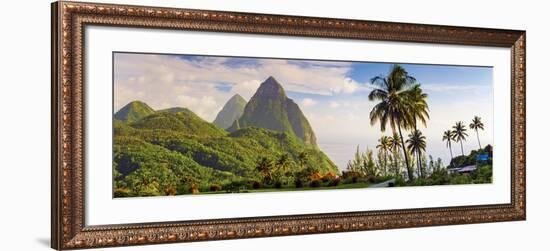 Caribbean, St Lucia, Petit and Gros Piton Mountains-Alan Copson-Framed Photographic Print