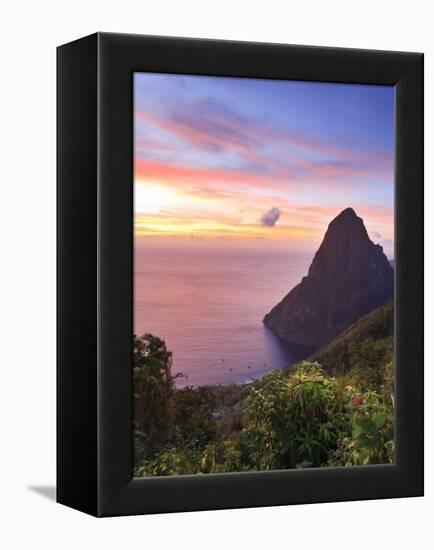 Caribbean, St Lucia, Petit Piton and Anse Des Pitons Beach-Michele Falzone-Framed Premier Image Canvas
