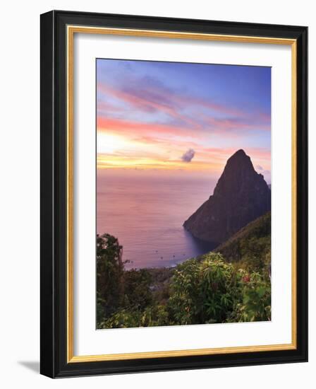 Caribbean, St Lucia, Petit Piton and Anse Des Pitons Beach-Michele Falzone-Framed Photographic Print