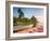 Caribbean, St Lucia, Soufriere Bay, Soufriere Beach and Petit Piton, Traditional Fishing Boats-Alan Copson-Framed Photographic Print