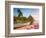 Caribbean, St Lucia, Soufriere Bay, Soufriere Beach and Petit Piton, Traditional Fishing Boats-Alan Copson-Framed Photographic Print