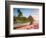 Caribbean, St Lucia, Soufriere Bay, Soufriere Beach and Petit Piton, Traditional Fishing Boats-Alan Copson-Framed Photographic Print