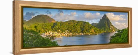 Caribbean, St Lucia, Soufriere, Soufriere Bay, Petit Piton (UNESCO World Heritage Site)-Alan Copson-Framed Premier Image Canvas