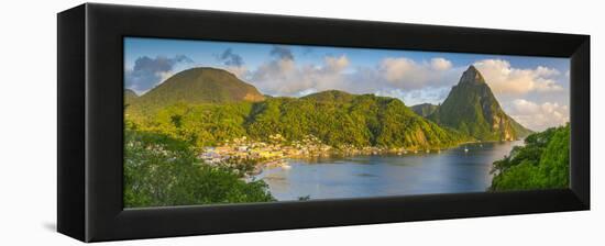 Caribbean, St Lucia, Soufriere, Soufriere Bay, Petit Piton (UNESCO World Heritage Site)-Alan Copson-Framed Premier Image Canvas