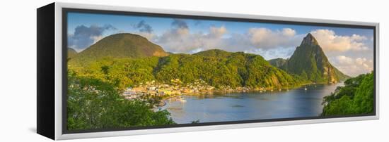 Caribbean, St Lucia, Soufriere, Soufriere Bay, Petit Piton (UNESCO World Heritage Site)-Alan Copson-Framed Premier Image Canvas