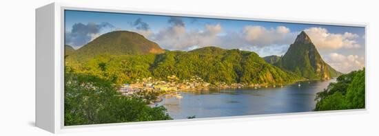 Caribbean, St Lucia, Soufriere, Soufriere Bay, Petit Piton (UNESCO World Heritage Site)-Alan Copson-Framed Premier Image Canvas