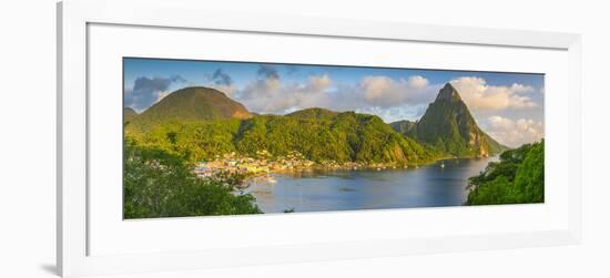 Caribbean, St Lucia, Soufriere, Soufriere Bay, Petit Piton (UNESCO World Heritage Site)-Alan Copson-Framed Photographic Print