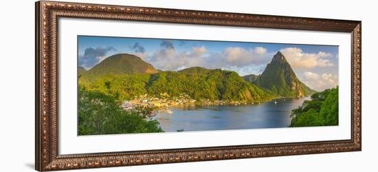 Caribbean, St Lucia, Soufriere, Soufriere Bay, Petit Piton (UNESCO World Heritage Site)-Alan Copson-Framed Photographic Print
