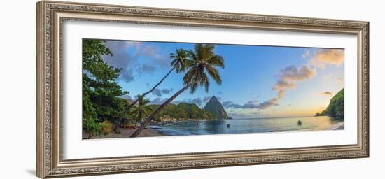 Caribbean, St Lucia, Soufriere, Soufriere Bay, Soufriere Beach and Petit Piton-Alan Copson-Framed Photographic Print