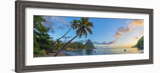 Caribbean, St Lucia, Soufriere, Soufriere Bay, Soufriere Beach and Petit Piton-Alan Copson-Framed Photographic Print