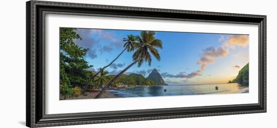 Caribbean, St Lucia, Soufriere, Soufriere Bay, Soufriere Beach and Petit Piton-Alan Copson-Framed Photographic Print