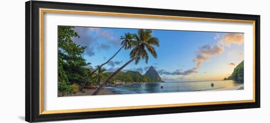 Caribbean, St Lucia, Soufriere, Soufriere Bay, Soufriere Beach and Petit Piton-Alan Copson-Framed Photographic Print